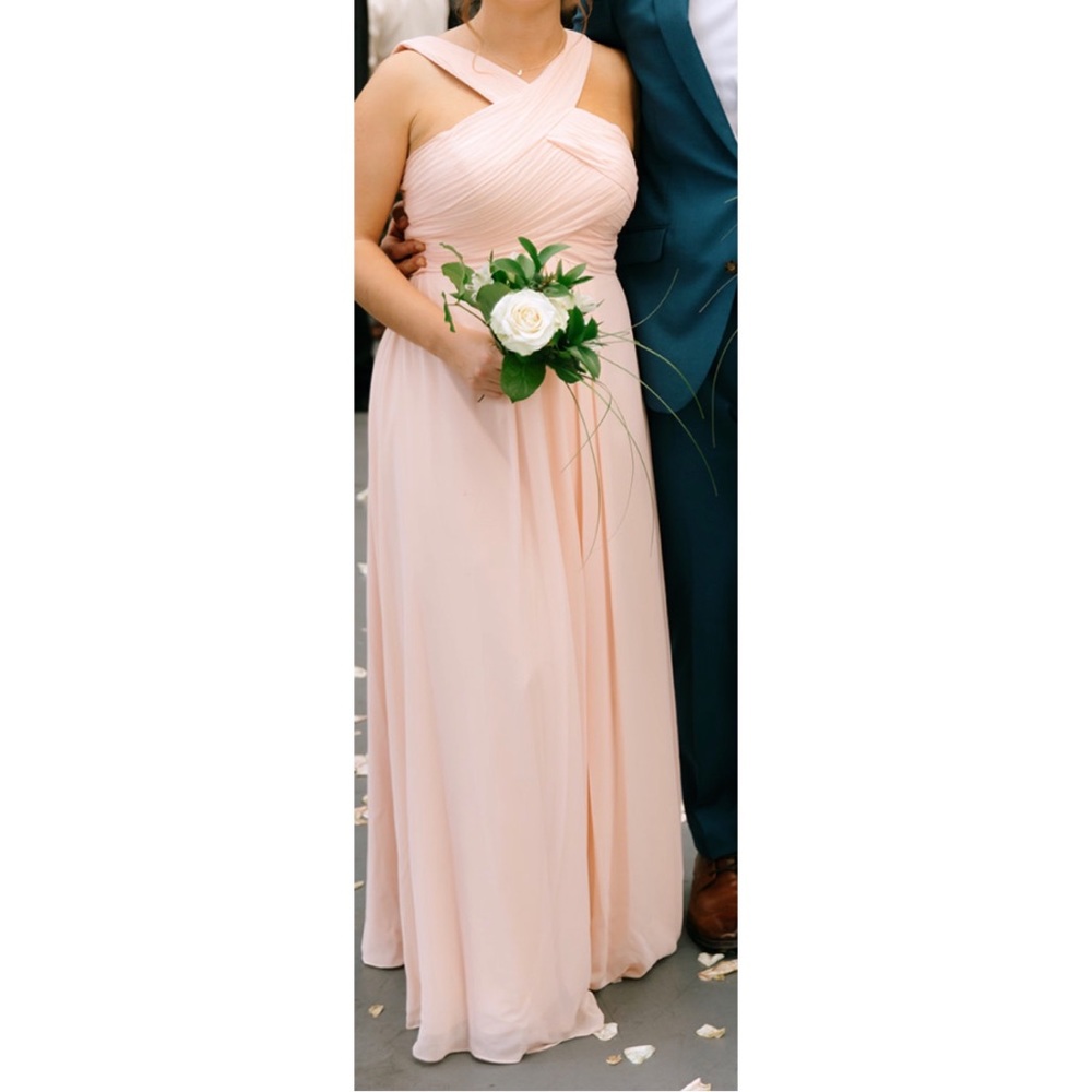 Floor length chiffon bridesmaid dress in pearl pink - wedding party dress